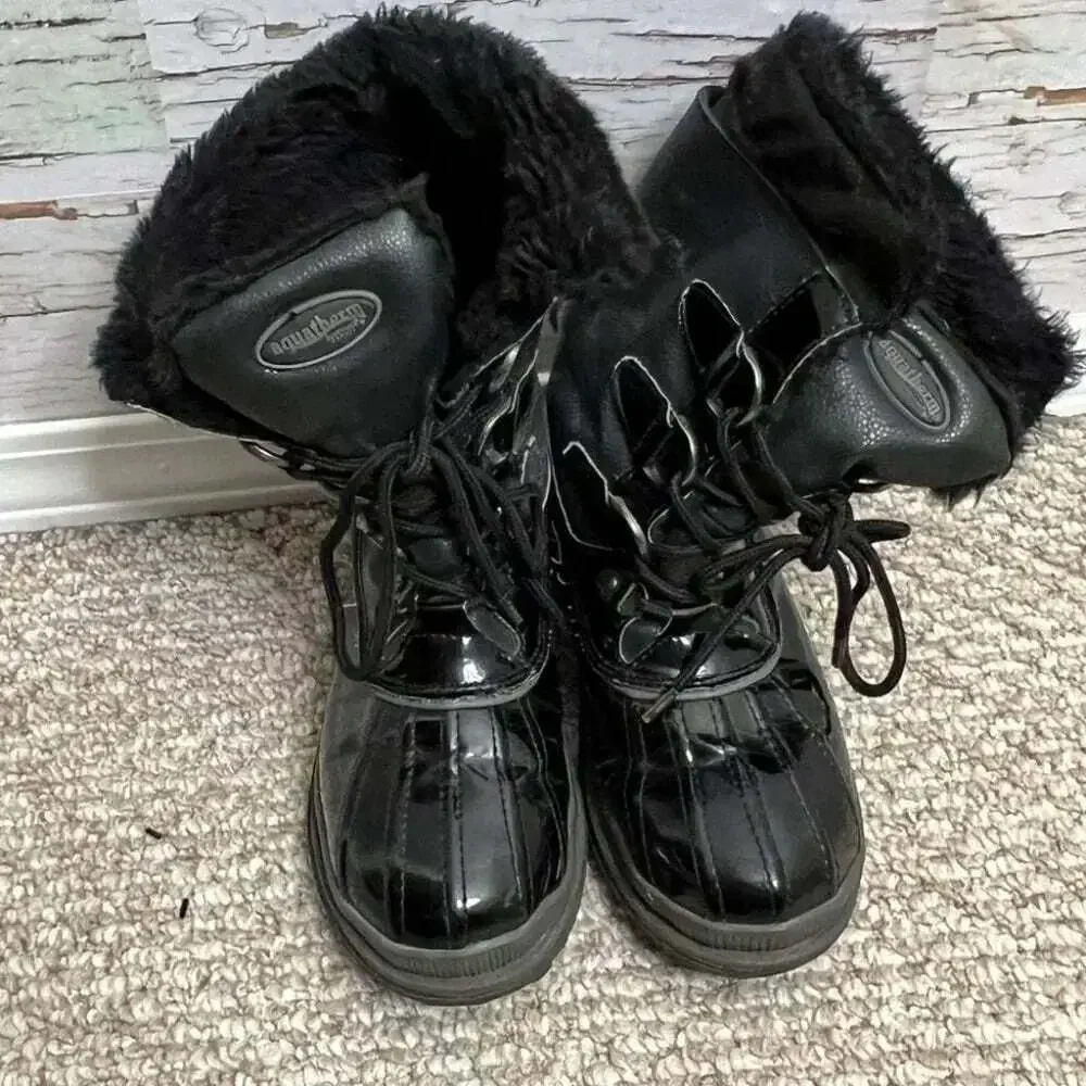 Aquatherm santana black winter  fur warm boots size 6